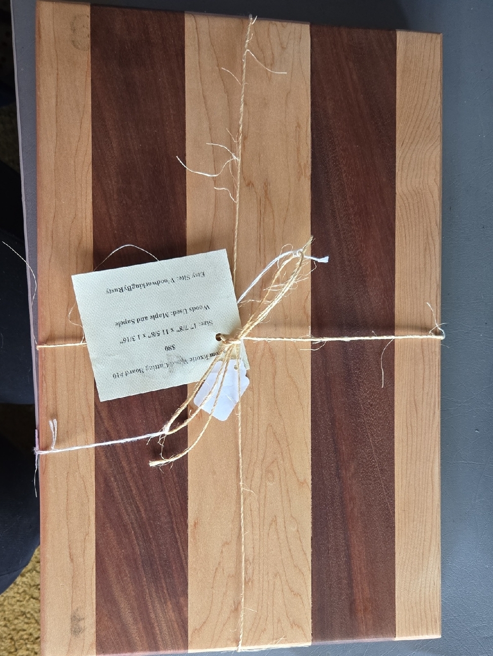 Striped Wooden Cutting/Charcuterie Board - Natural & Dark Wood